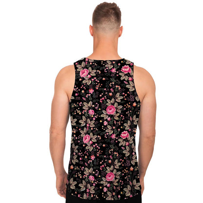 Pink Floral Flower Pattern Print Men's Tank Top