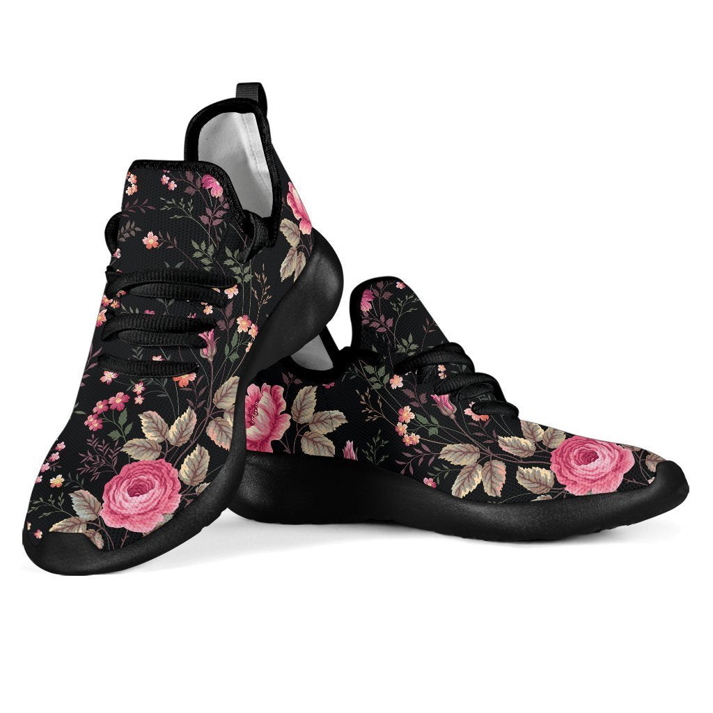 Pink Floral Flower Pattern Print Mesh Knit Shoes GearFrost