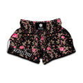 Pink Floral Flower Pattern Print Muay Thai Boxing Shorts