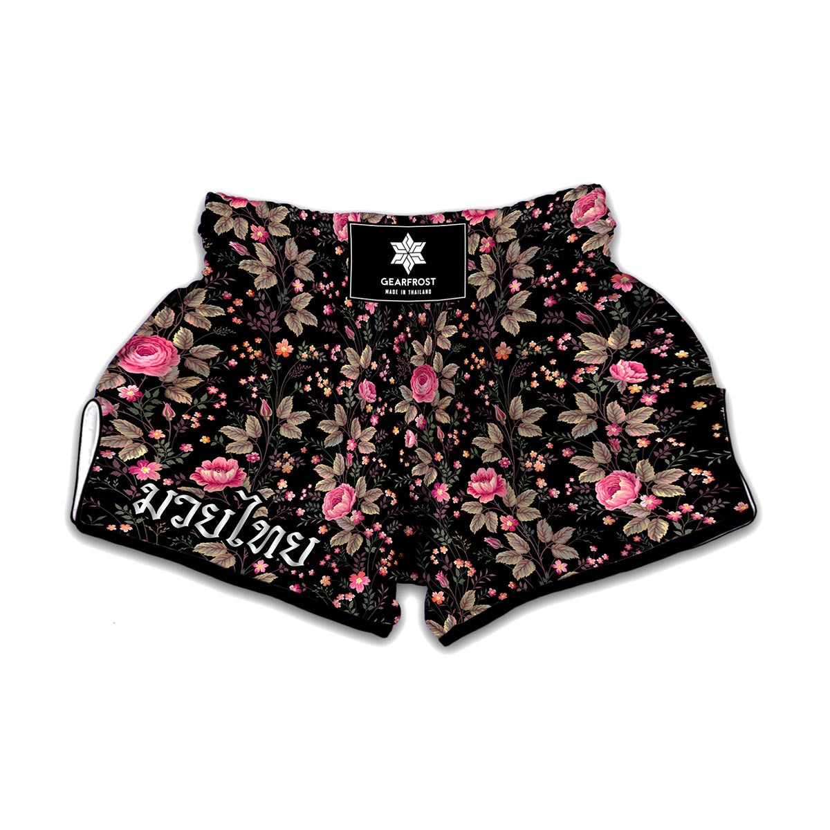 Pink Floral Flower Pattern Print Muay Thai Boxing Shorts