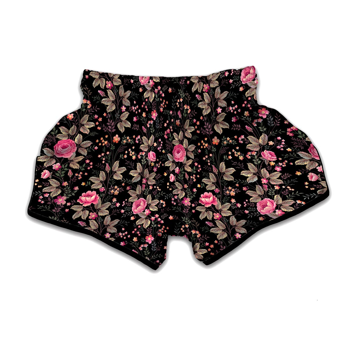 Pink Floral Flower Pattern Print Muay Thai Boxing Shorts
