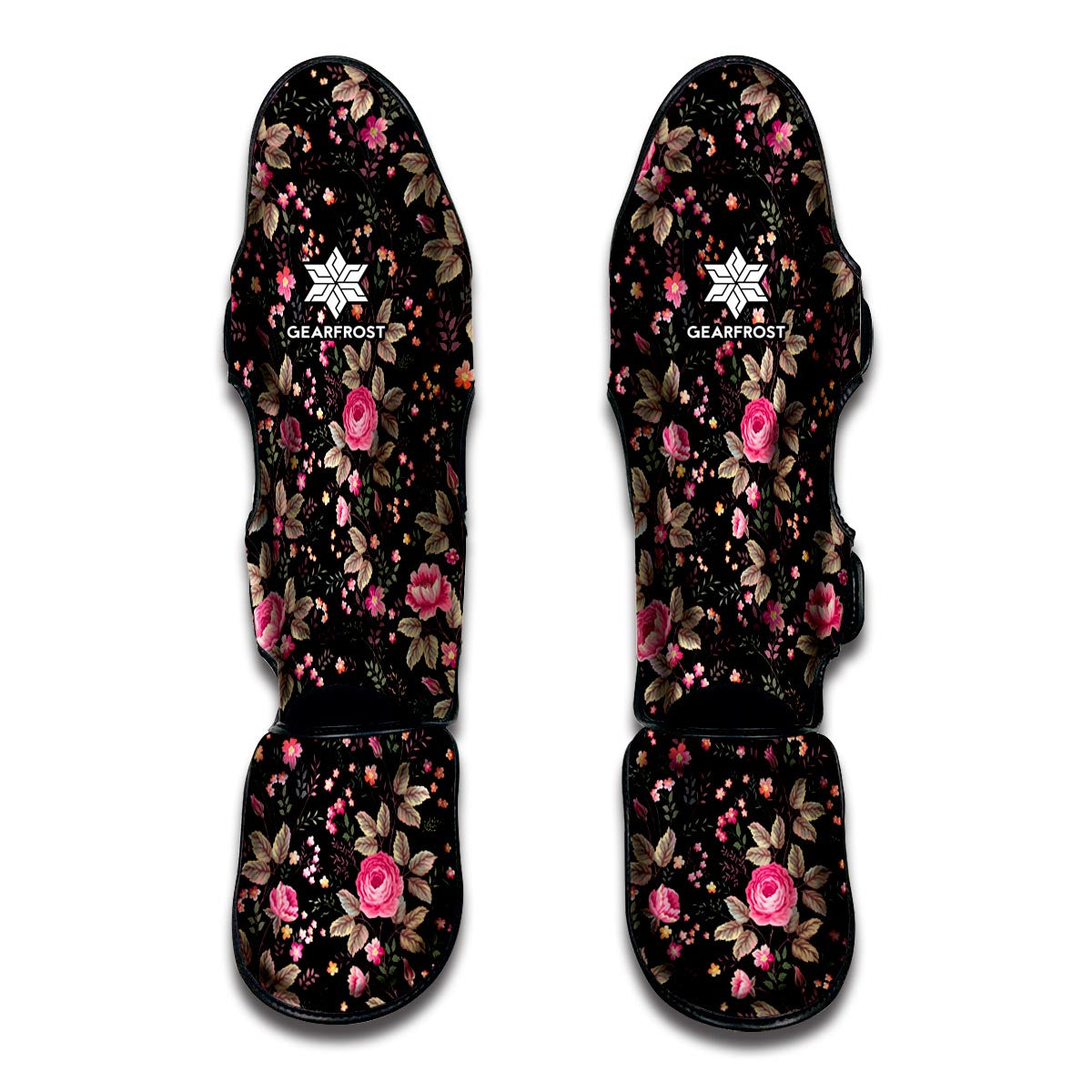 Pink Floral Flower Pattern Print Muay Thai Shin Guard