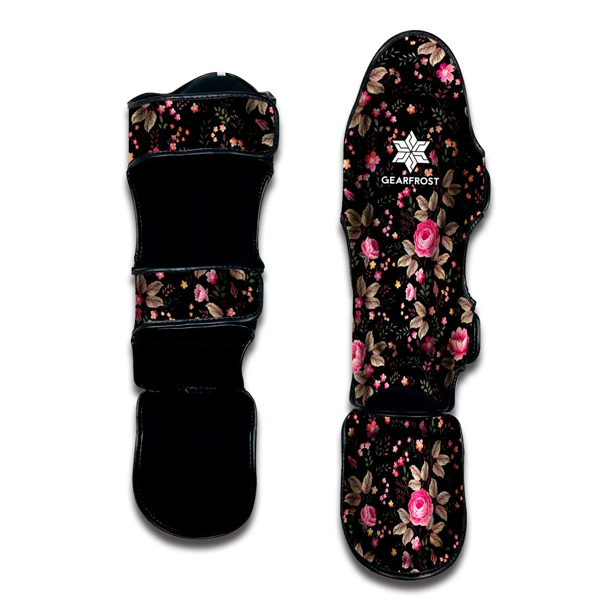 Pink Floral Flower Pattern Print Muay Thai Shin Guard