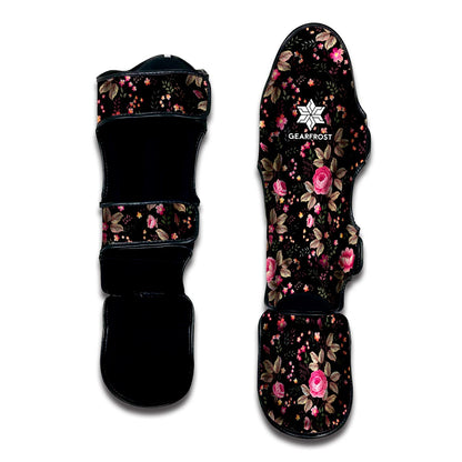 Pink Floral Flower Pattern Print Muay Thai Shin Guard