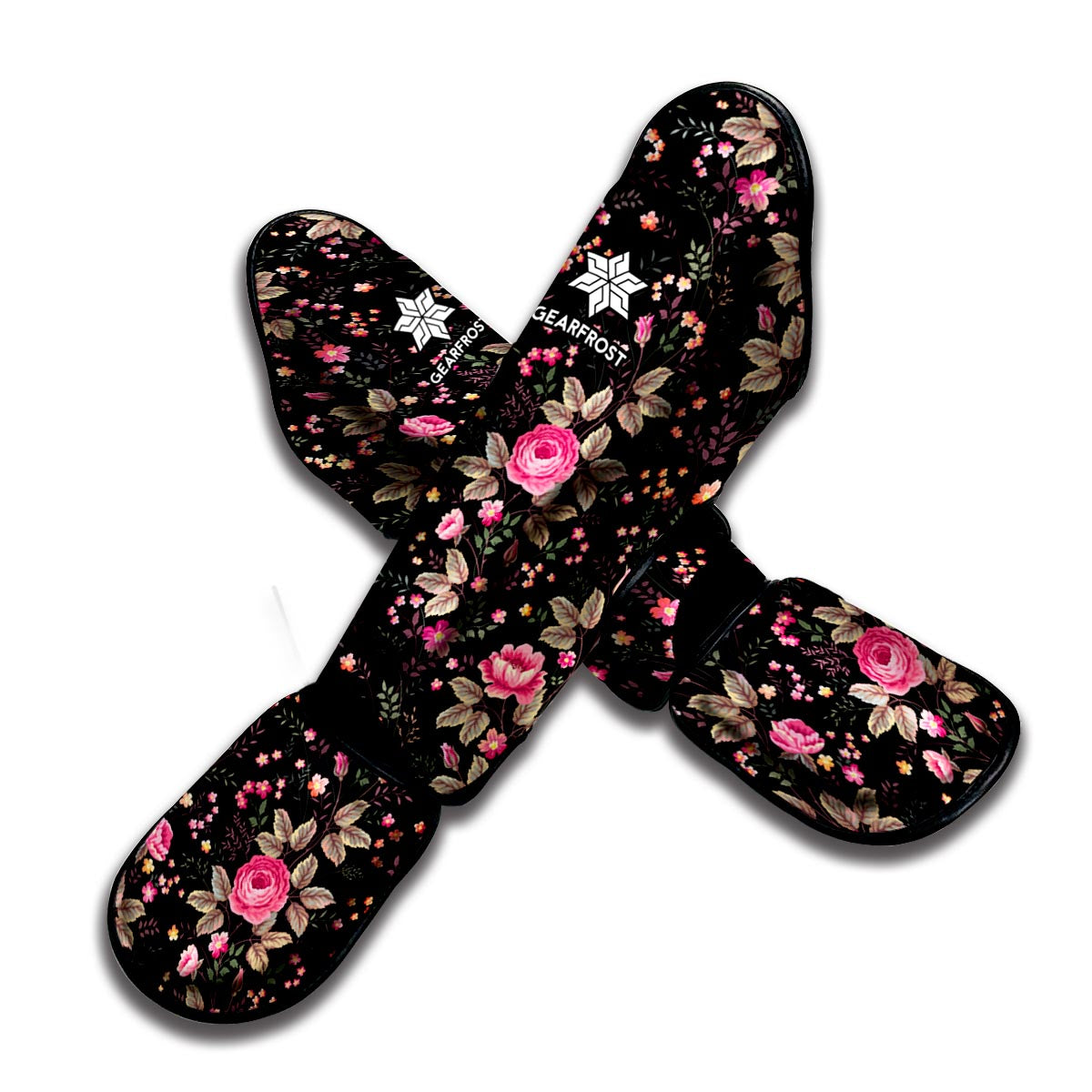 Pink Floral Flower Pattern Print Muay Thai Shin Guard