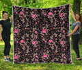 Pink Floral Flower Pattern Print Quilt