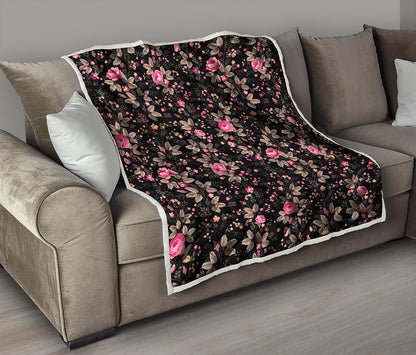 Pink Floral Flower Pattern Print Quilt