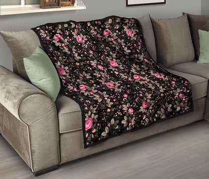 Pink Floral Flower Pattern Print Quilt