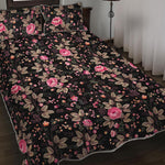 Pink Floral Flower Pattern Print Quilt Bed Set
