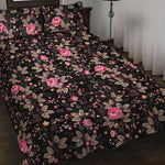 Pink Floral Flower Pattern Print Quilt Bed Set