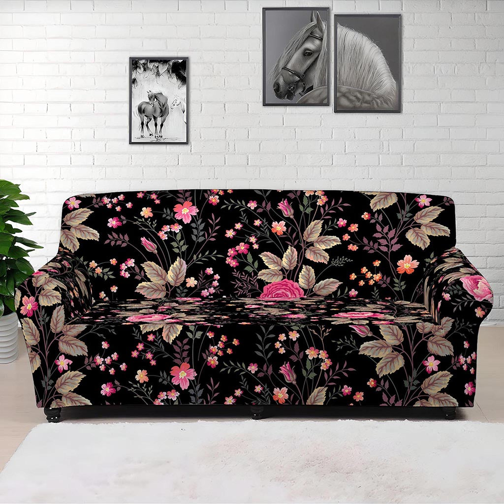 Pink Floral Flower Pattern Print Sofa Cover