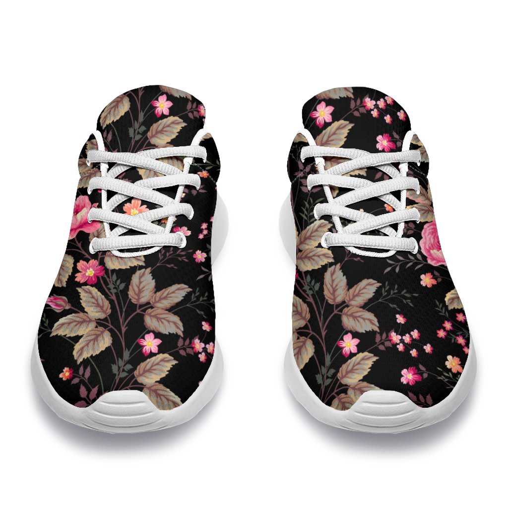 Pink Floral Flower Pattern Print Sport Shoes GearFrost