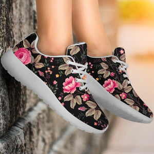 Pink Floral Flower Pattern Print Sport Shoes GearFrost