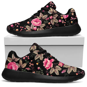 Pink Floral Flower Pattern Print Sport Shoes GearFrost