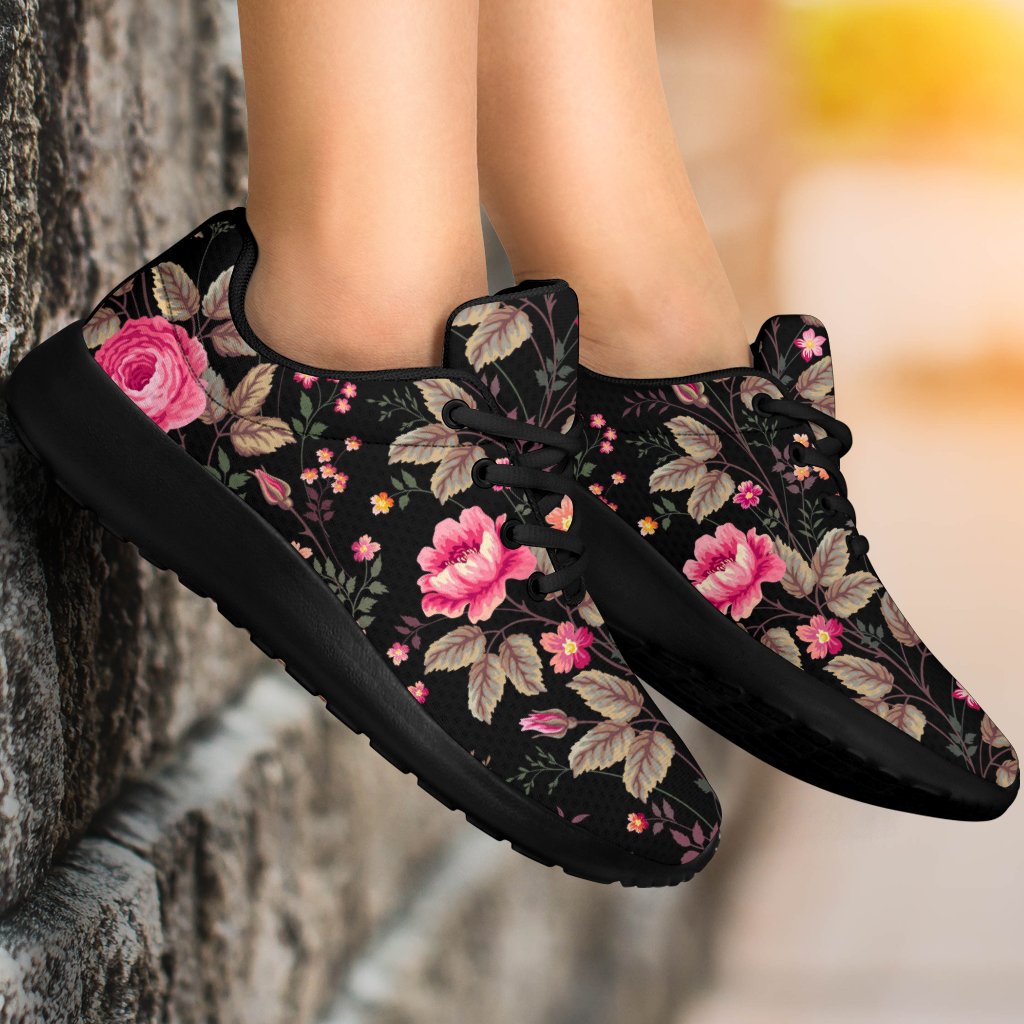 Pink Floral Flower Pattern Print Sport Shoes GearFrost