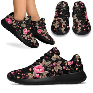 Pink Floral Flower Pattern Print Sport Shoes GearFrost