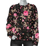 Pink Floral Flower Pattern Print Women's Crewneck Sweatshirt GearFrost