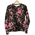 Pink Floral Flower Pattern Print Women's Crewneck Sweatshirt