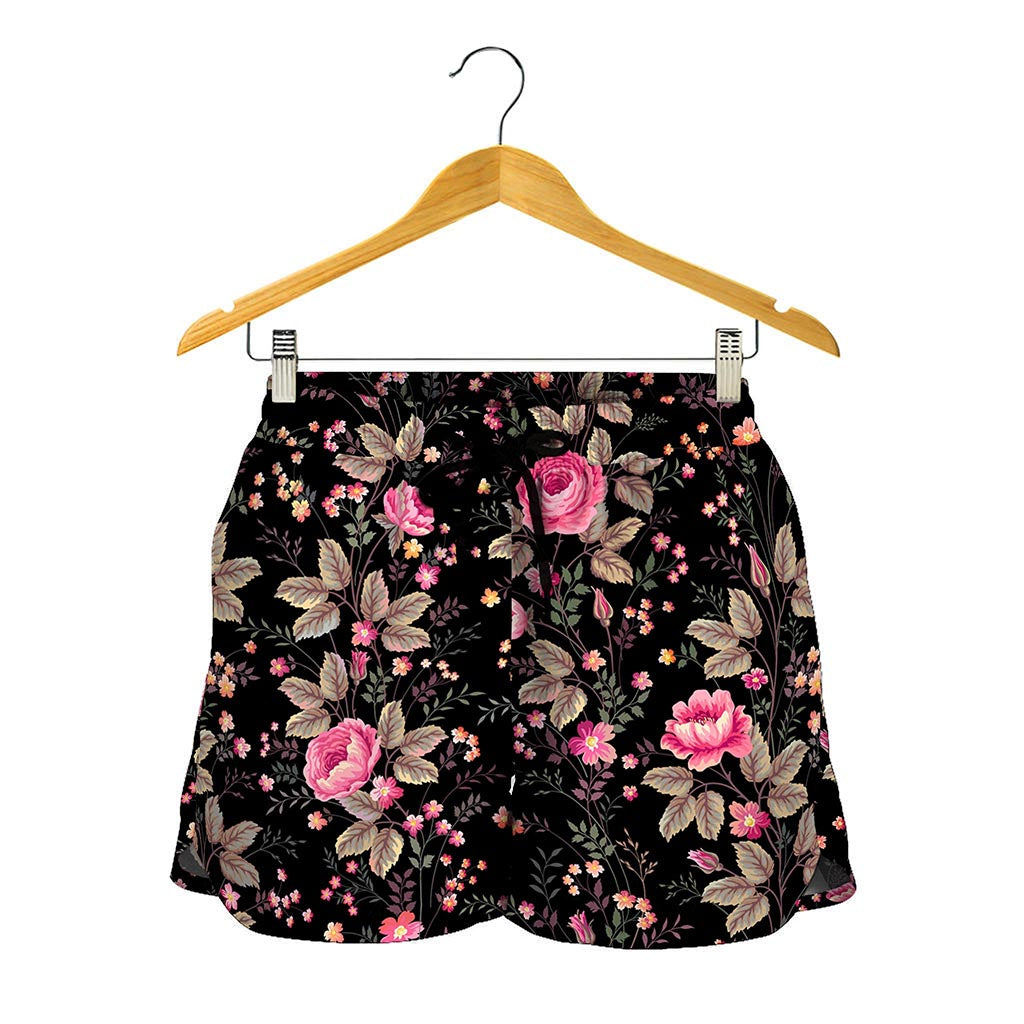 Pink Floral Flower Pattern Print Women's Shorts