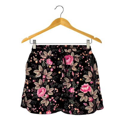Pink Floral Flower Pattern Print Women's Shorts