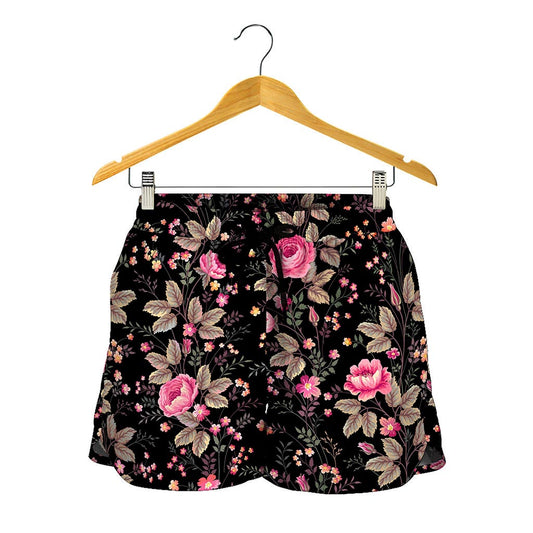 Pink Floral Flower Pattern Print Women's Shorts
