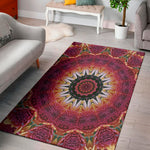 Pink Flower Kaleidoscope Print Area Rug