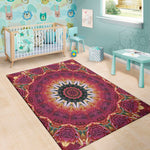 Pink Flower Kaleidoscope Print Area Rug