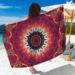 Pink Flower Kaleidoscope Print Beach Sarong Wrap