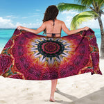 Pink Flower Kaleidoscope Print Beach Sarong Wrap