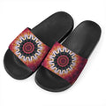 Pink Flower Kaleidoscope Print Black Slide Sandals
