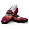 Pink Flower Kaleidoscope Print Black Slip On Sneakers