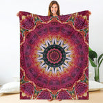 Pink Flower Kaleidoscope Print Blanket