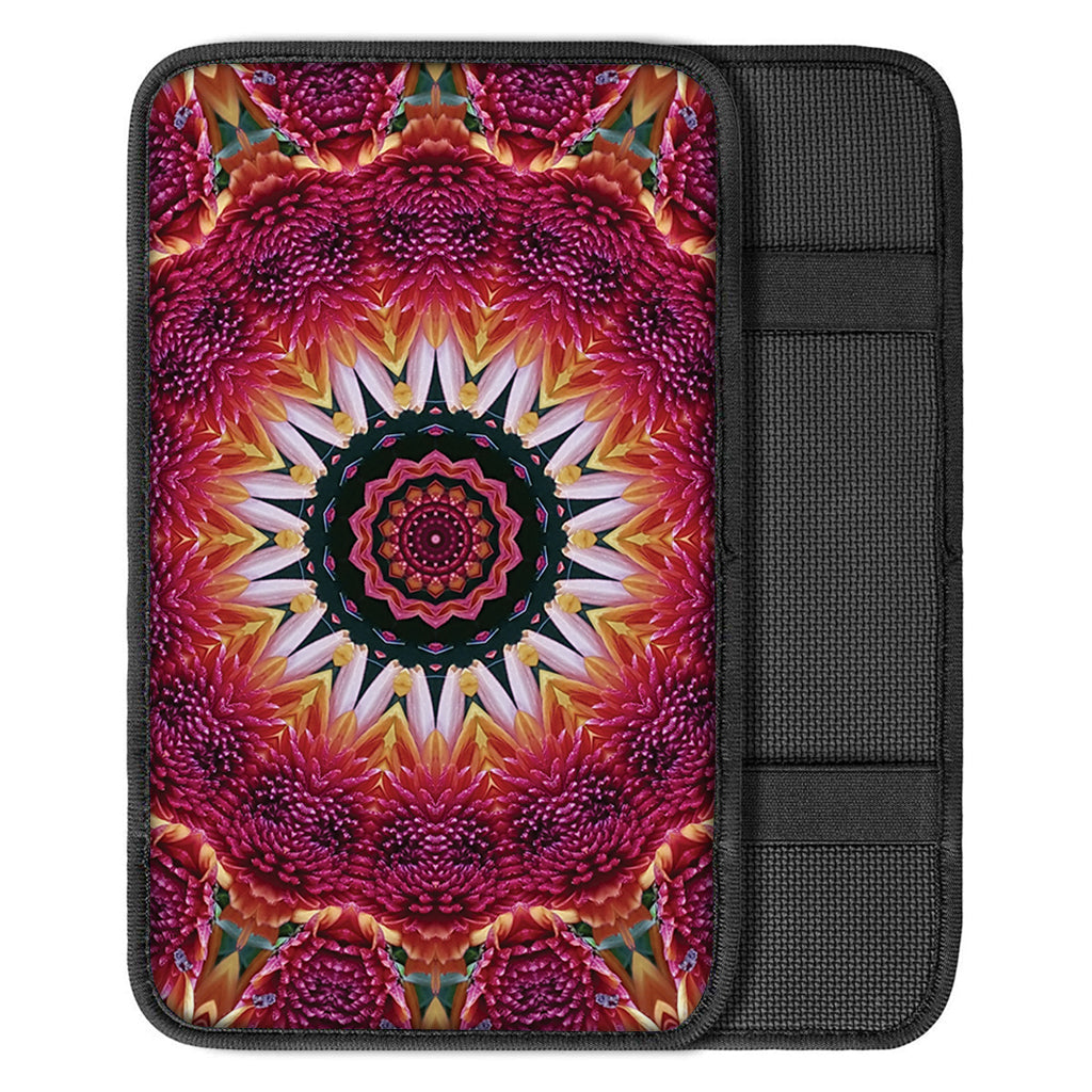 Pink Flower Kaleidoscope Print Car Center Console Cover