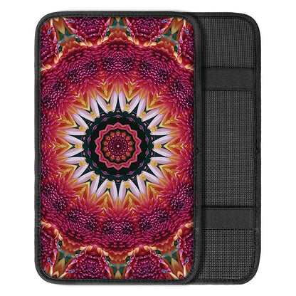 Pink Flower Kaleidoscope Print Car Center Console Cover