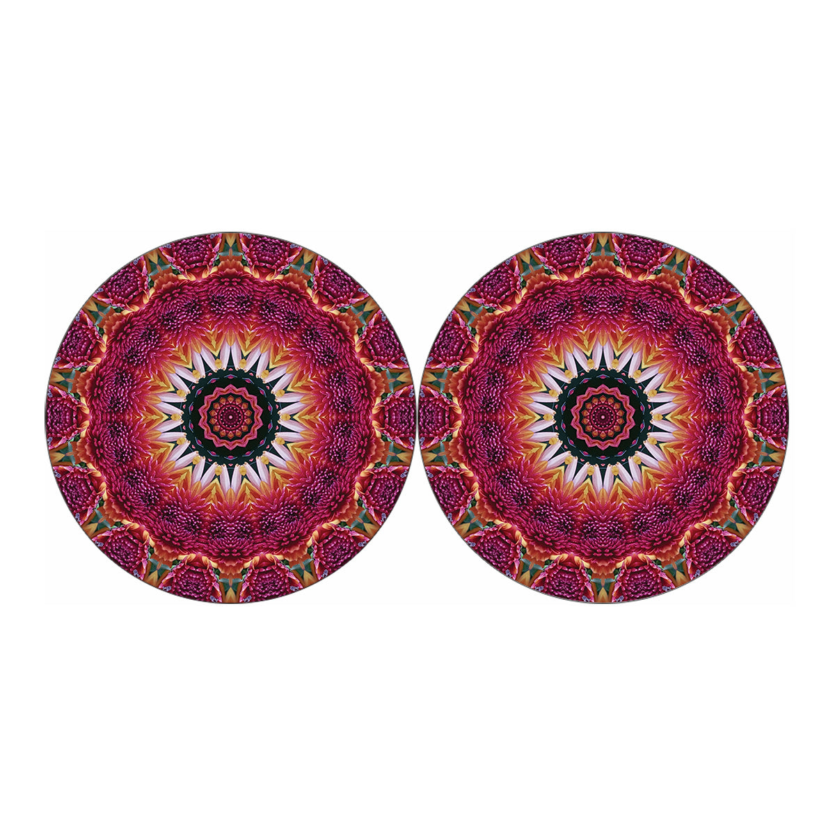 Pink Flower Kaleidoscope Print Car Coasters
