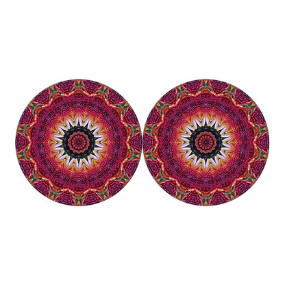 Pink Flower Kaleidoscope Print Car Coasters