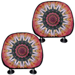Pink Flower Kaleidoscope Print Car Headrest Covers