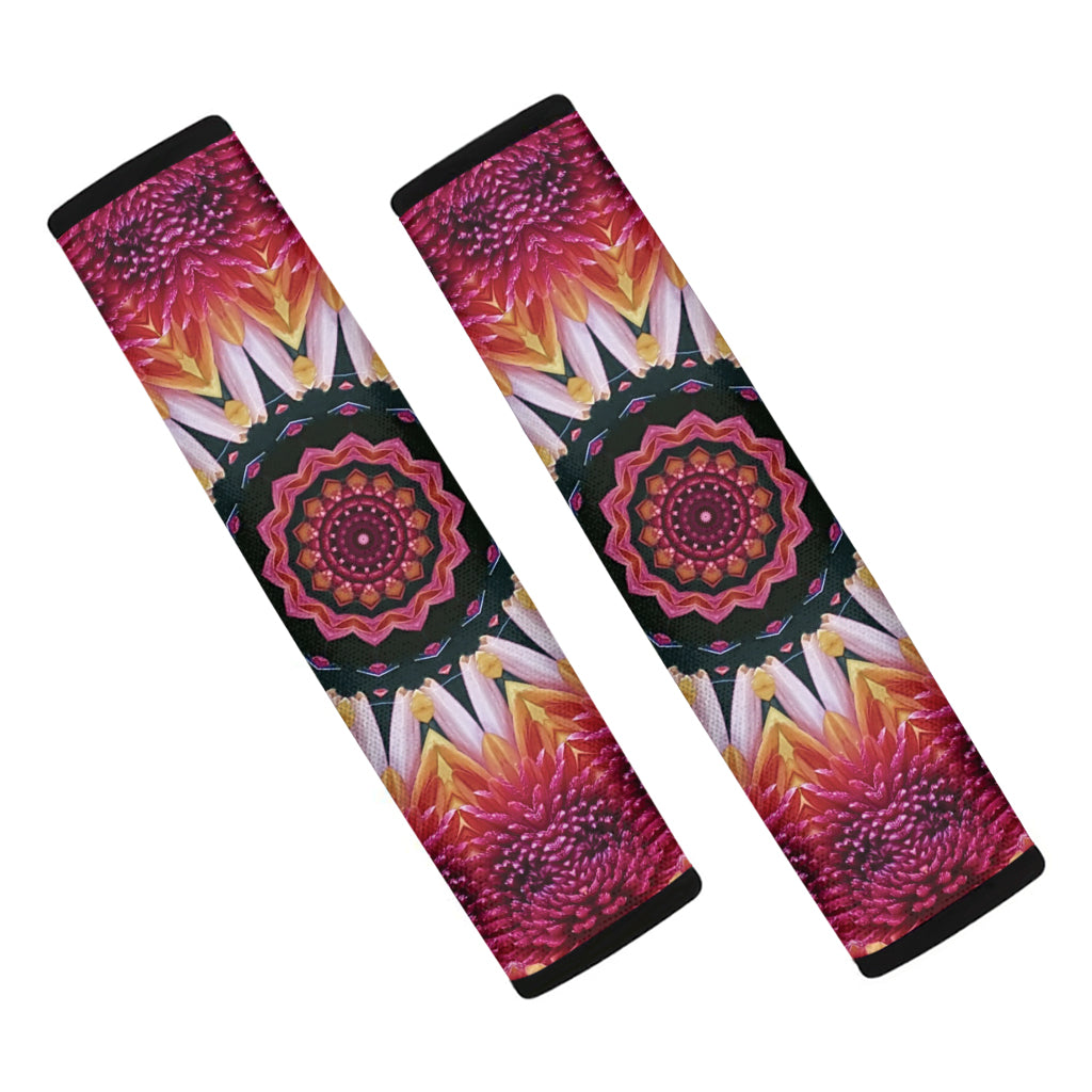 Pink Flower Kaleidoscope Print Car Seat Belt Covers