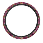 Pink Flower Kaleidoscope Print Car Steering Wheel Cover
