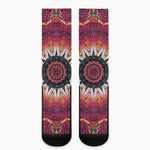 Pink Flower Kaleidoscope Print Crew Socks