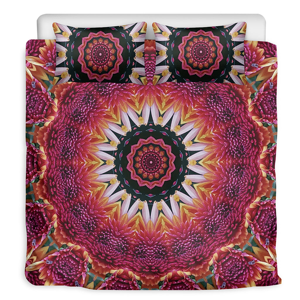 Pink Flower Kaleidoscope Print Duvet Cover Bedding Set