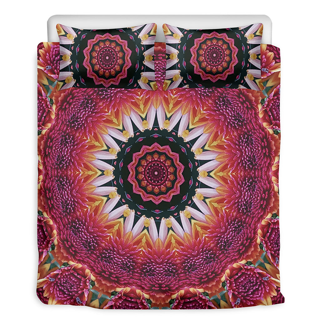 Pink Flower Kaleidoscope Print Duvet Cover Bedding Set