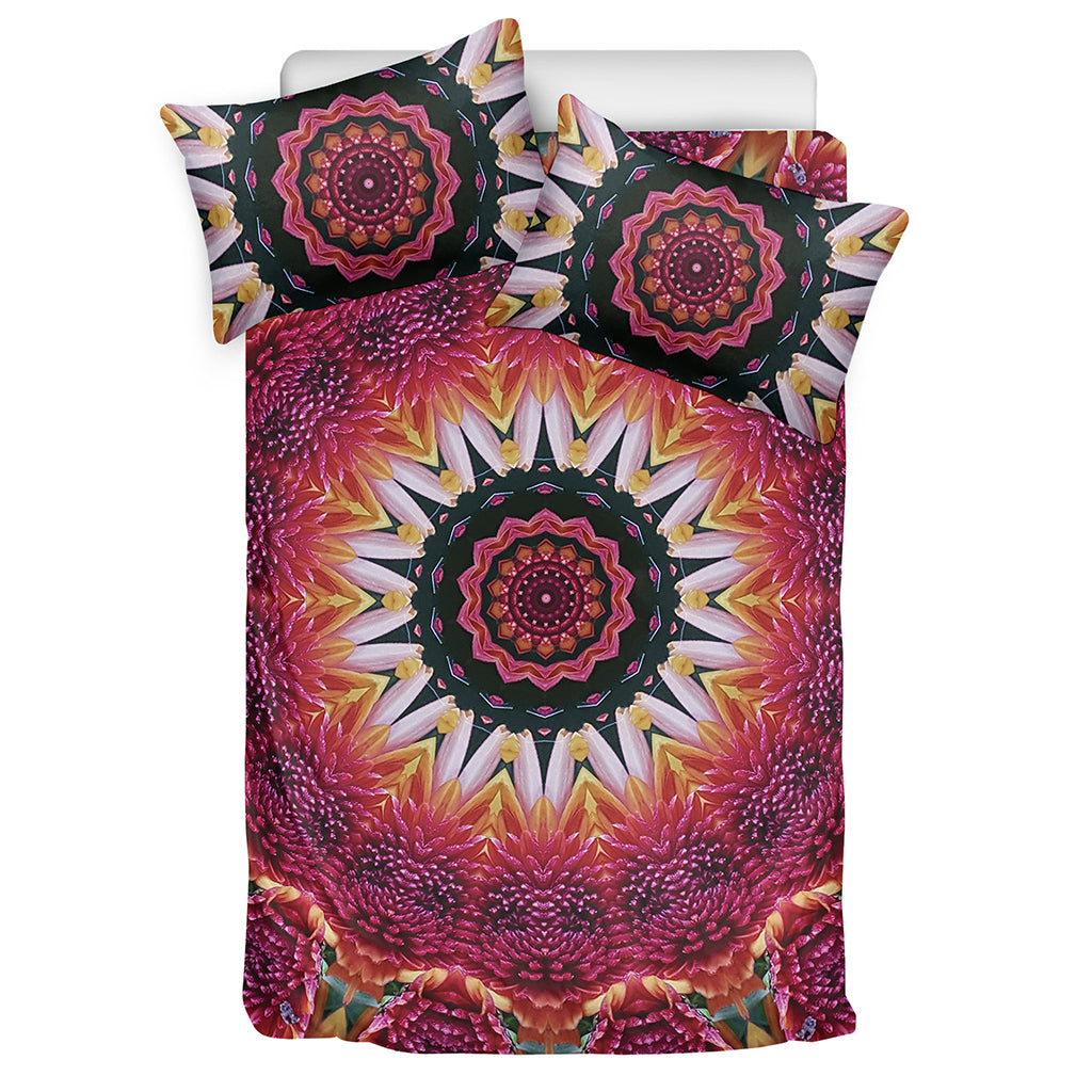 Pink Flower Kaleidoscope Print Duvet Cover Bedding Set
