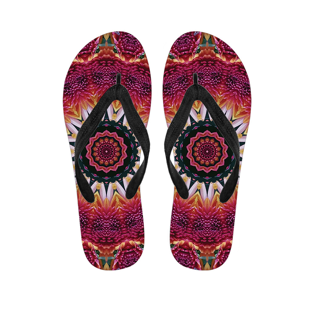 Pink Flower Kaleidoscope Print Flip Flops
