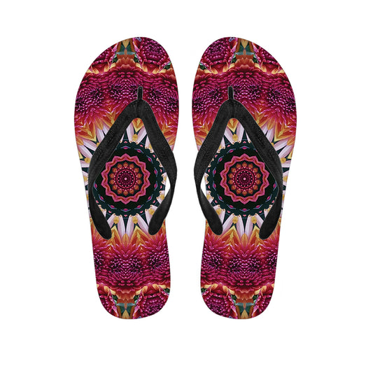 Pink Flower Kaleidoscope Print Flip Flops