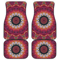 Pink Flower Kaleidoscope Print Front and Back Car Floor Mats