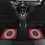 Pink Flower Kaleidoscope Print Front and Back Car Floor Mats