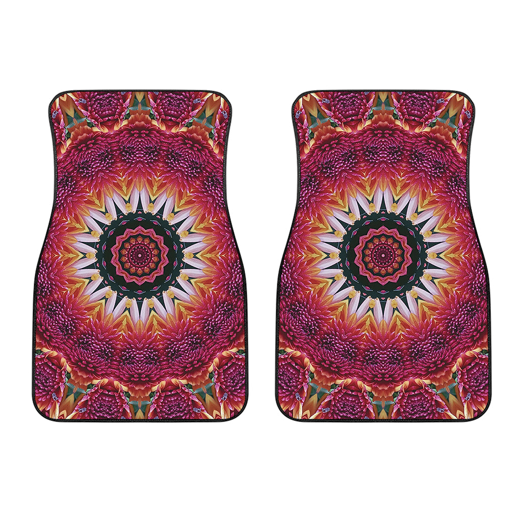 Pink Flower Kaleidoscope Print Front Car Floor Mats