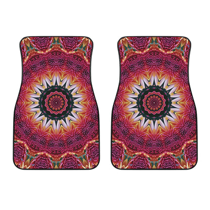 Pink Flower Kaleidoscope Print Front Car Floor Mats