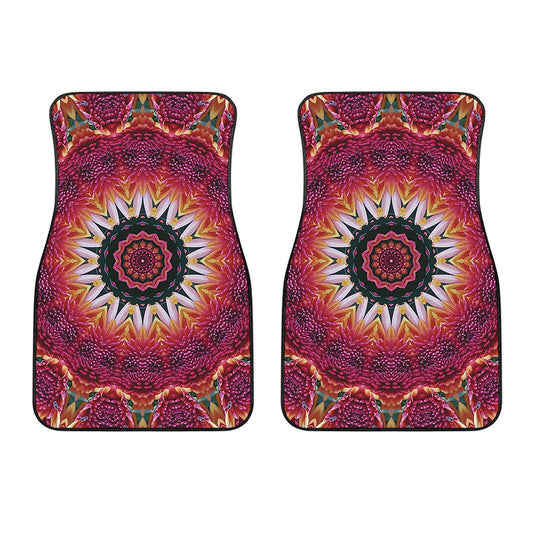 Pink Flower Kaleidoscope Print Front Car Floor Mats